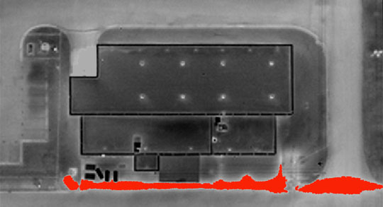 Aerial image showing an infrared steam survey.